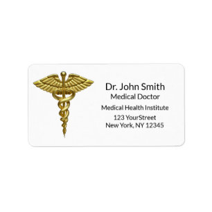 Professional Precious Medical Gold Caduceus Etiket