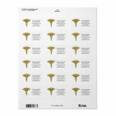Professional Precious Medical Gold Caduceus Etiket (Full Sheet)