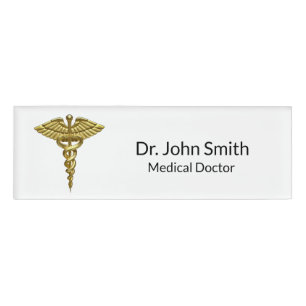 Professional Precious Medical Gold Caduceus Naambadge