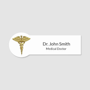 Professional Precious Medical Gold Caduceus Naamplaatje