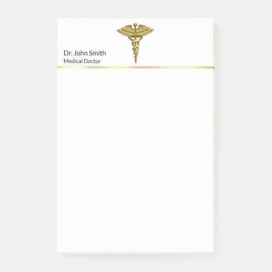 Professional Precious Medical Gold Caduceus Post-it® Notes (Voorkant)