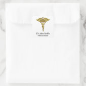 Professional Precious Medical Gold Caduceus Vierkante Sticker (Tas)