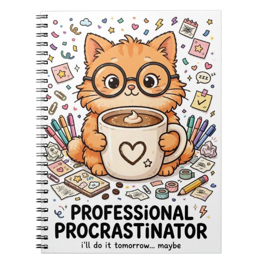 Professional Procrastinator - Cat Notebook Notitieboek (Voorkant)
