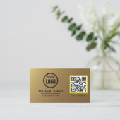 Professional QR-code - Modern minimalistisch zwart Visitekaartje (Staand voorkant)