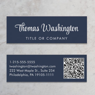 Professional QR-code Stijlvol script blauw Mini Visitekaartje