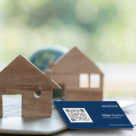 Professional Real Estate Agent Logo en QR Code Visitekaartje