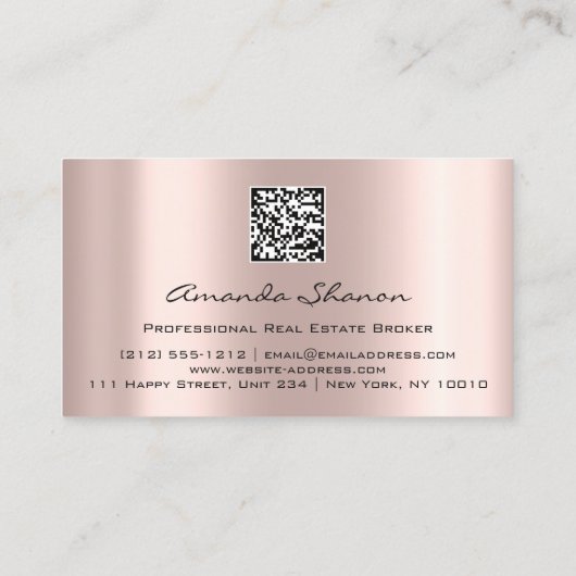 Professional Real Estate Broker Agent Roos QR CODE Visitekaartje (Achterkant)