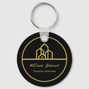 Professional Real Estate Modern Black Custom House Sleutelhanger
