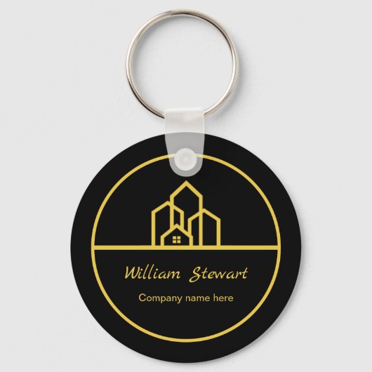 Professional Real Estate Modern Black Custom House Sleutelhanger (Voorkant)