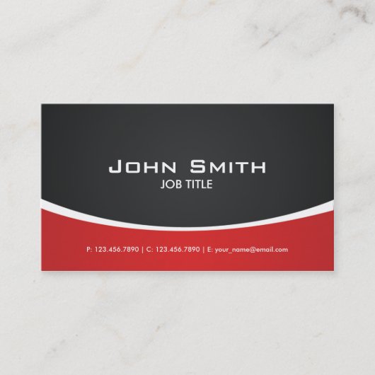 Professional Red Modern legant Classy Visitekaartje (Voorkant)