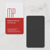 Professional Red White Plain Monogram Modern Visitekaartje (Voorkant / Achterkant)