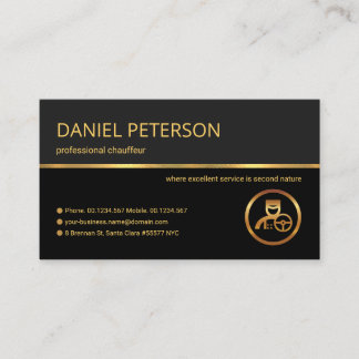 Professional Retro Gold Line Chauffeur-driver Visitekaartje