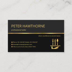 Professional Retro Gold Line Stripe Butler Service Visitekaartje