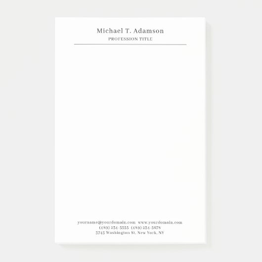 Professional Retro Style Elegant Plain Simple Post-it® Notes (Voorkant)