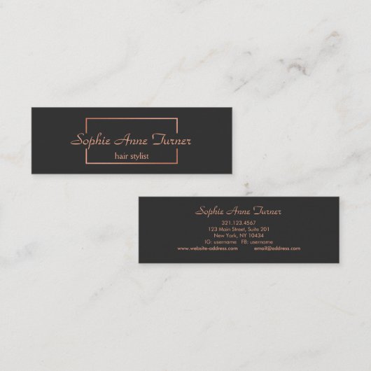 Professional Roos Gold Broken Lijst donkergrijs Mini Visitekaartje (Voorkant / Achterkant)