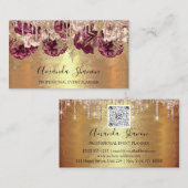Professional Roos Gold Flowers Drip QR CODE Logo Visitekaartje (Voorkant / Achterkant)
