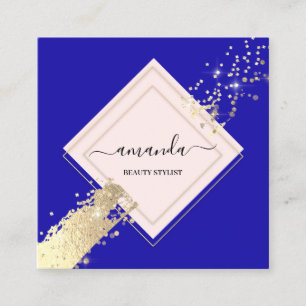 Professional Roos Lijst Gold Blue Makeup Logo Vierkante Visitekaartje