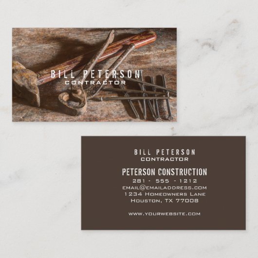 Professional Rustige tools constructeur Visitekaartje (Voorkant / Achterkant)