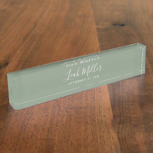 Professional Sage Green Desk Name Bord Naambordje (Zijkant)