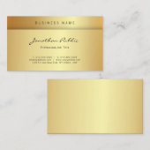 Professional Script Elegant Gold Glamor Plain Visitekaartje (Voorkant / Achterkant)