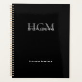 Professional Simple Black Silver Monogram 3 Letter Planner (Voorkant)