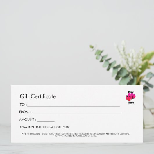 Professional Simple Custom Logo Gift Certificate Kaart (Staand voorkant)