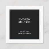 Professional Simple Elegant Black White Consultant Vierkante Visitekaartje (Voorkant)