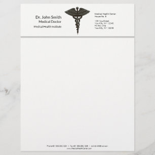 Professional Simple Medical Caduceus Black White Briefhoofd