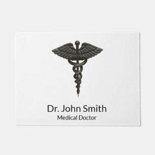 Professional Simple Medical Caduceus Black White Deurmat