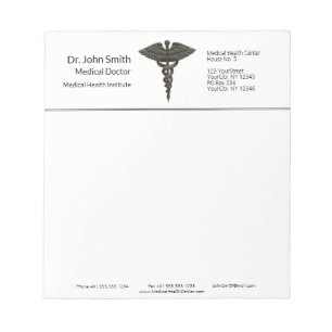 Professional Simple Medical Caduceus Black White Notitieblok