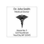 Professional Simple Medical Caduceus Black White Rubberstempel (Afrduk)