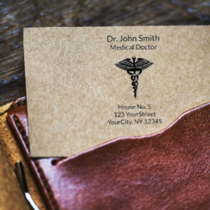 Professional Simple Medical Caduceus Black White Rubberstempel
