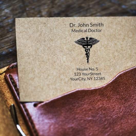 Professional Simple Medical Caduceus Black White Rubberstempel