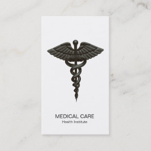 Professional Simple Medical Caduceus Black White Visitekaartje