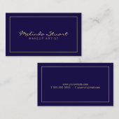 Professional Simple Modern Navy Blue en Gold Visitekaartje (Voorkant / Achterkant)