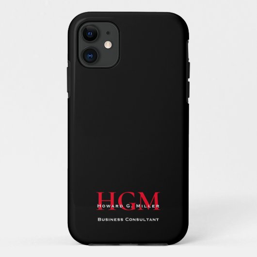 Professional Simple Monogram Logo Black Red Case-Mate iPhone Case (Achterkant)