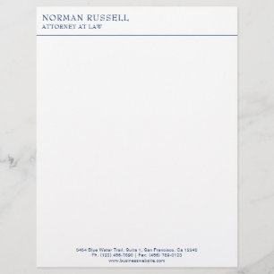 Professional Simple Navy Blue Border Lawyer Briefhoofd