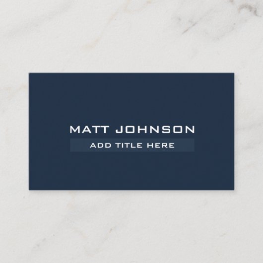 Professional Simple Navy Blue Visitekaartje (Voorkant)