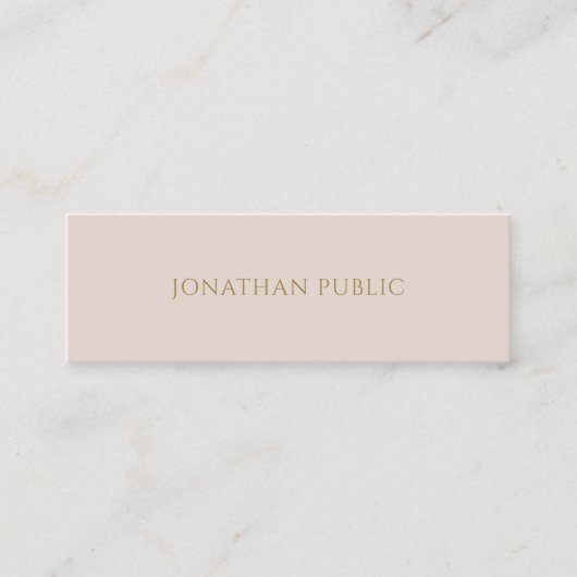 Professional Simple Plain Gold Text Elegant Modern Mini Visitekaartje (Voorkant)