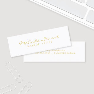 Professional Simple White en Gold Mini Visitekaartje