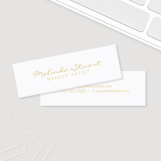 Professional Simple White en Gold Mini Visitekaartje