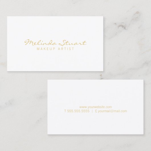 Professional Simple White en Gold Visitekaartje (Voorkant / Achterkant)