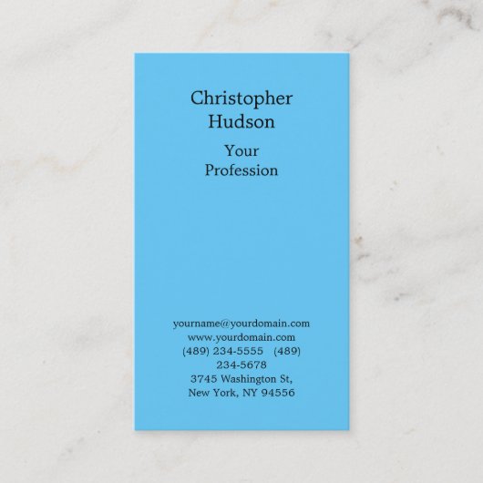 Professional Sky Blue Plain Premium Silk Visitekaartje (Voorkant)