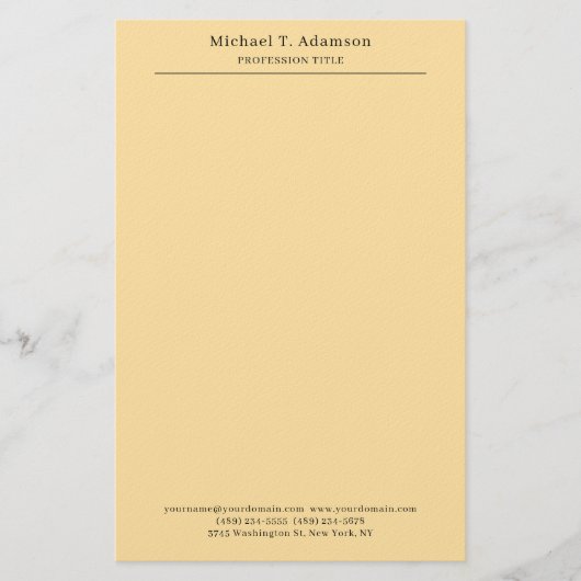 Professional Stylish Elegant Plain Modern Beige Briefpapier (Voorkant)
