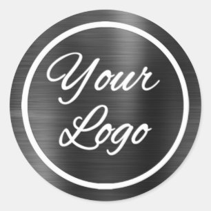 Professional Toevoegen Logo Zwart Grijs Metaalstaa Ronde Sticker