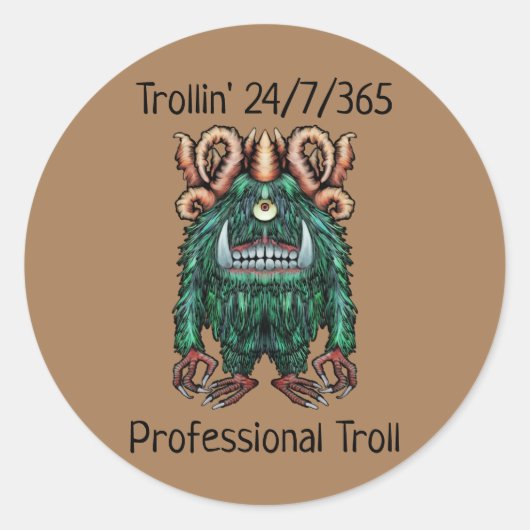Professional Troll Ronde Sticker (Voorkant)