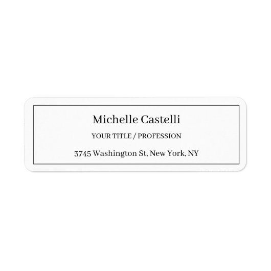 Professional Unique Classical Simple Black & White Etiket (Voorkant)