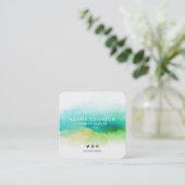 Professional Waterverf Greenery Abstract Vierkante Visitekaartje (Staand voorkant)