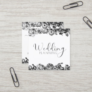 Professional Weddenschap Planner Elegant Black & W Vierkante Visitekaartje