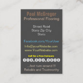 Professional Wood Laminated Flooring Business Card Visitekaartje (Achterkant)